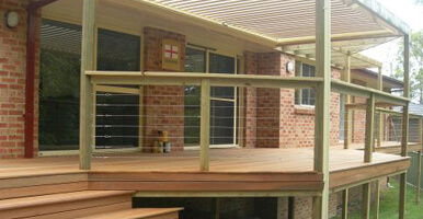 This image shows a newly repaired deck.