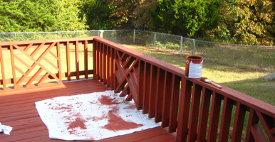 This image shows a newly painted deck.