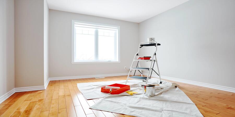 This image shows a room being painted.